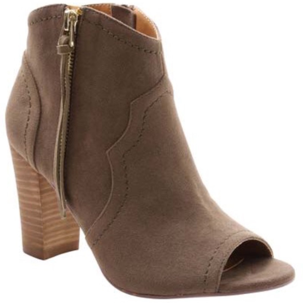 Xoxo suede open toe bootie